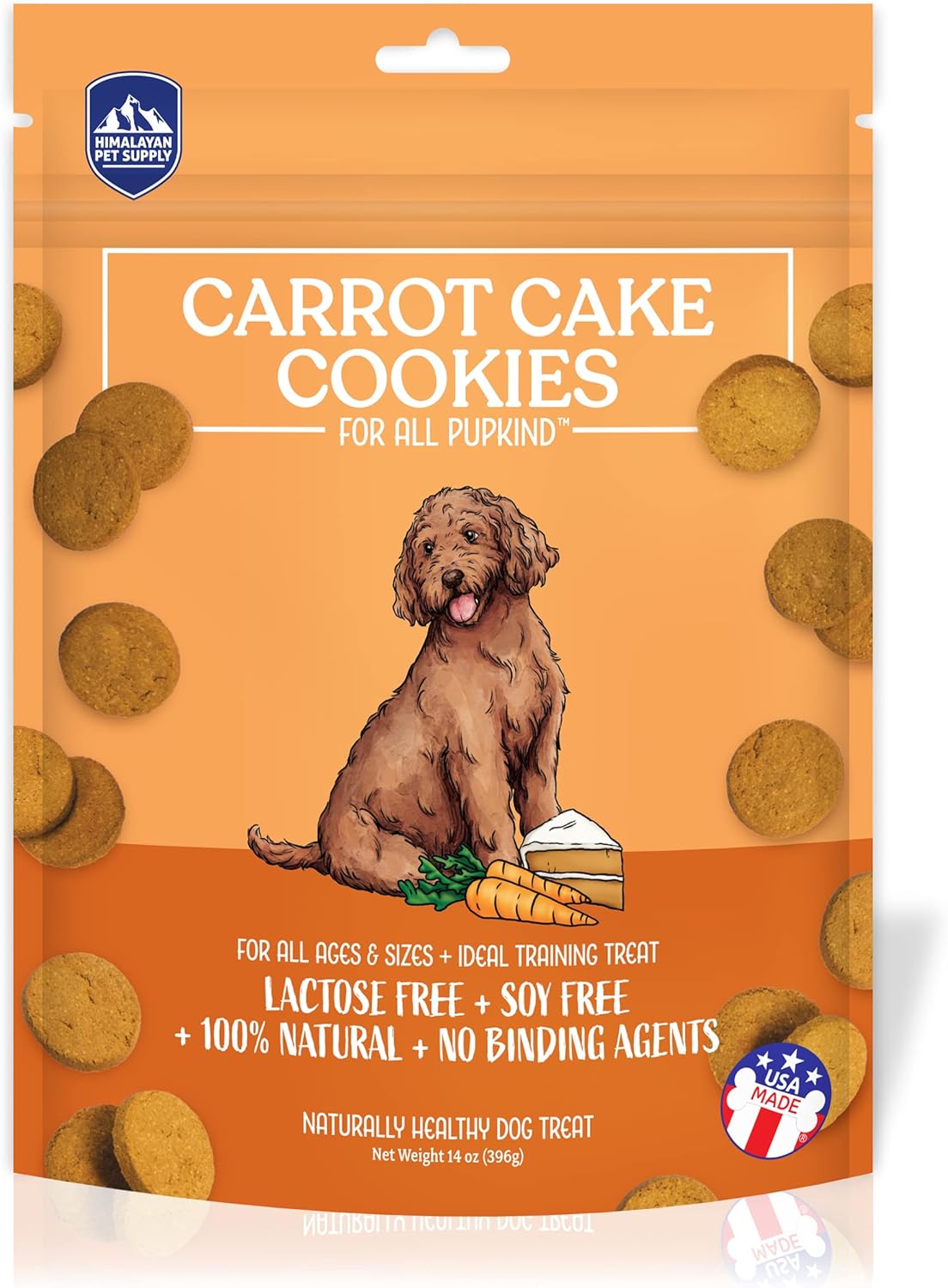 Carrot Cake Cookies|Lactose Free - Soy Free - Gluten Free - Wheat Free | Usa Made | For All Breeds | 14 Oz Of All Natural, Baked, Crunchy Goodness