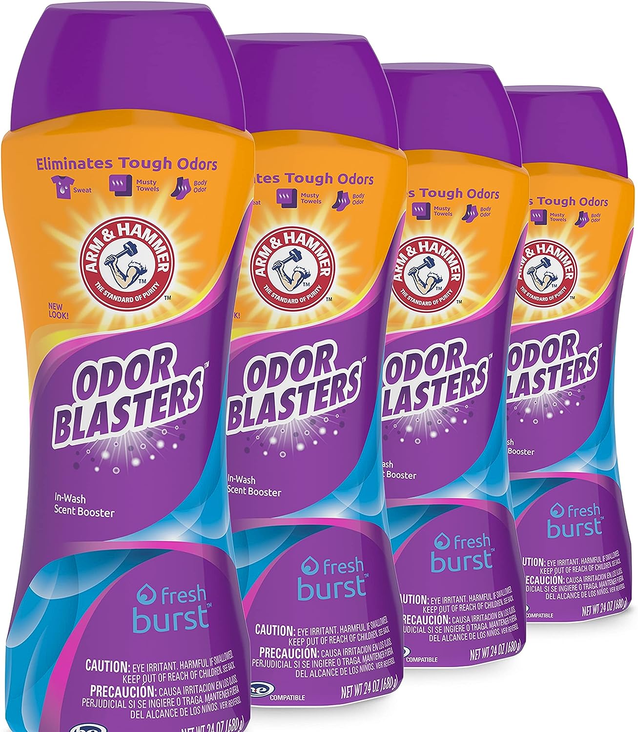 Arm & Hammer Odor Blaster In-Wash Scent Booster - Fresh Burst, 24 oz, Pack of 4