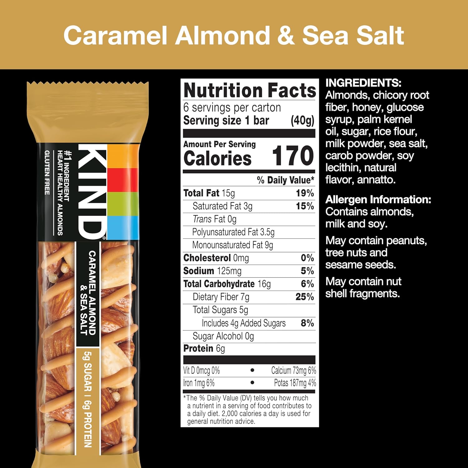 Kind Caramel Almond & Sea Salt, 8.4 Oz (Pack Of 6)