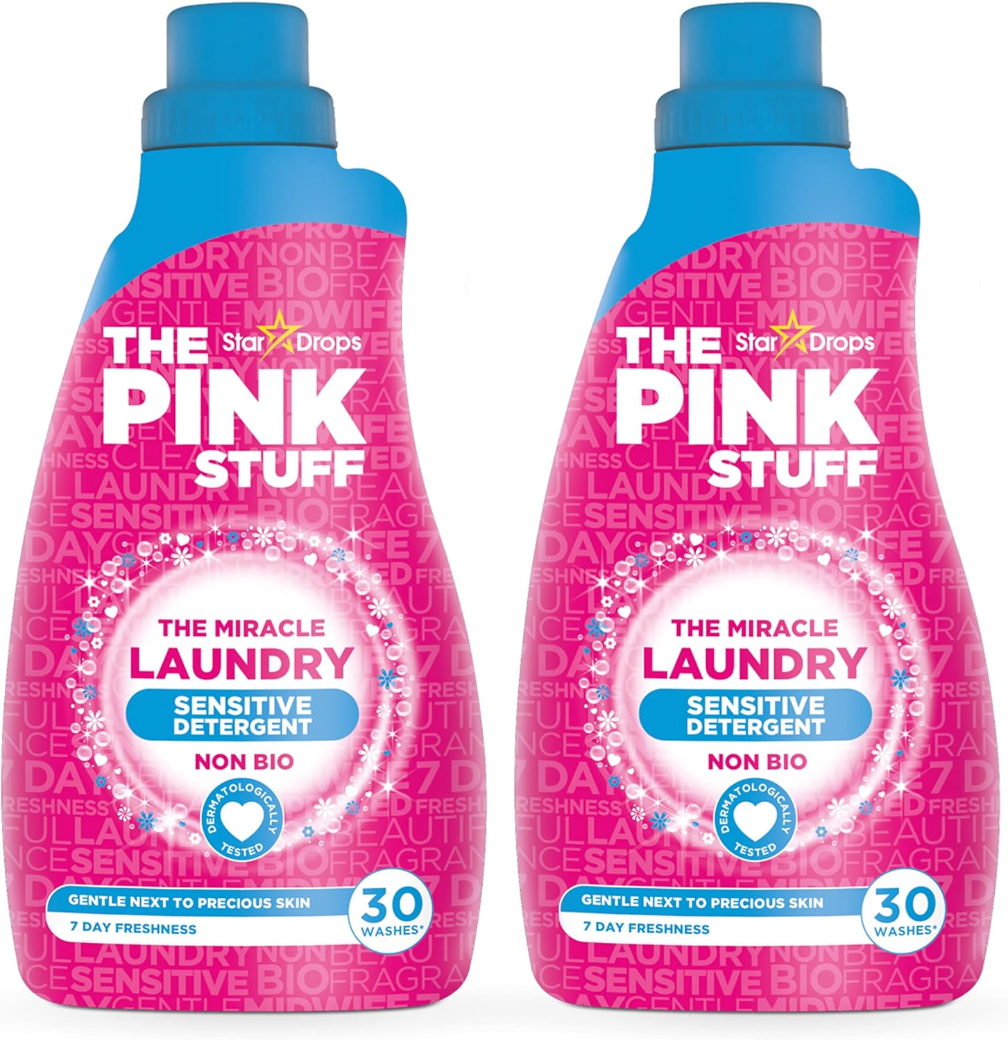 Stardrops - The Pink Stuff - The Miracle Laundry Sensitive Non Bio Liquid - 32Oz Pack Of 2