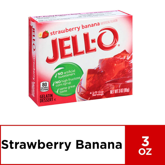 Jell-O Strawberry Banana Gelatin Dessert Mix (3 Oz Box)