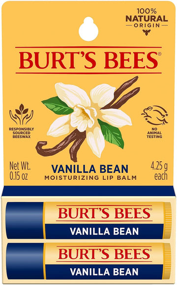 Burt'S Bees Lip Balm Mothers Day Gifts For Mom - Vanilla Bean, Lip Moisturizer With Responsibly Sourced Beeswax, Tint-Free, Natural Origin Conditioning Lip Treatment, 2 Tubes, 0.15 Oz