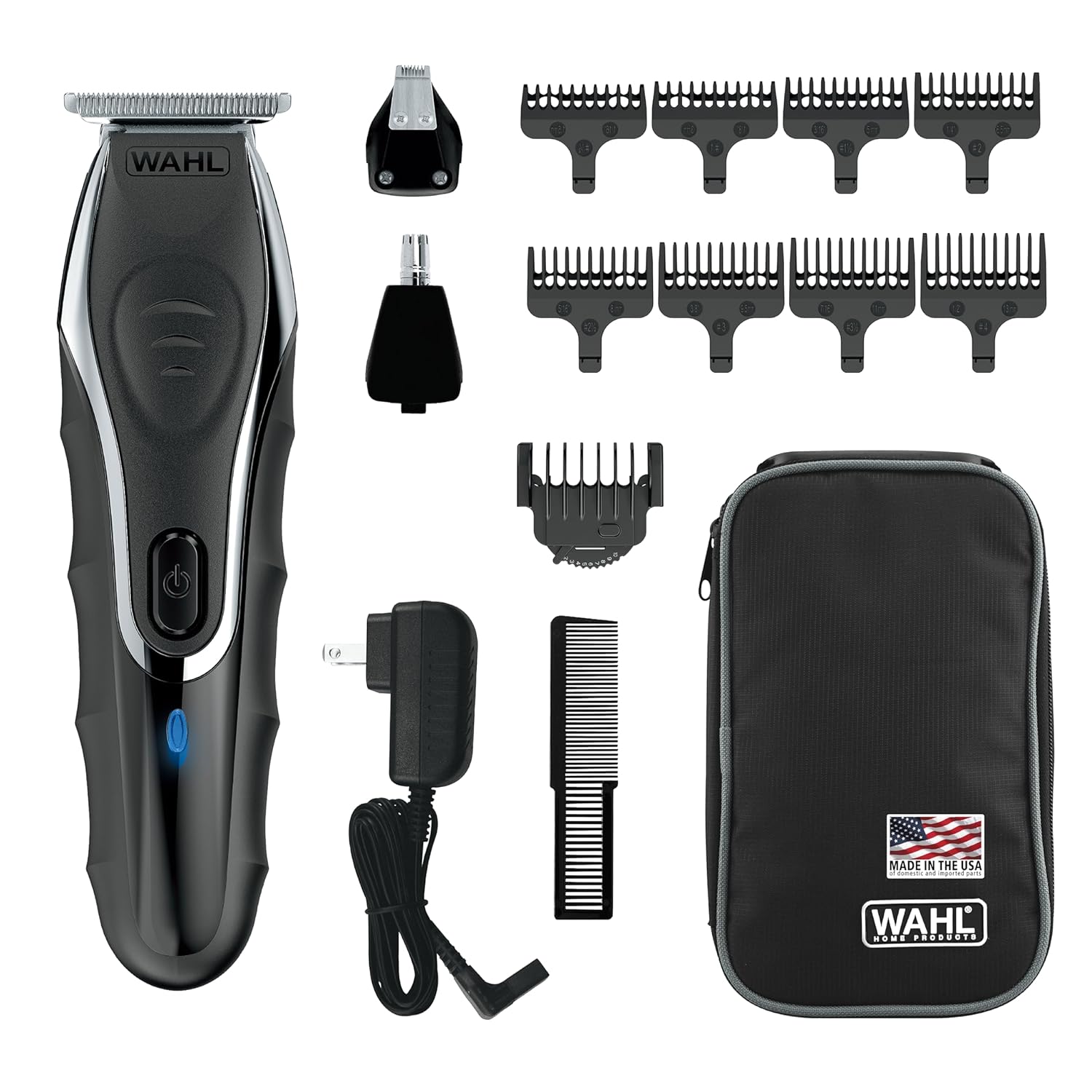 Wahl Aqua Blade® Rechargeable Wet/Dry Lithium-Ion Deluxe Beard Trimmer For Men - Interchangeable Heads For Detailing, Hair, Mustache And Body Grooming - Model 9899-100