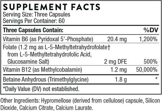 Thorne Methyl-Guard - Methylation Support Supplement with Folate and Vitamin B12-180 Capsules