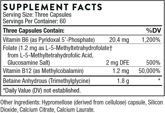 Thorne Methyl-Guard - Methylation Support Supplement With Folate And Vitamin B12-180 Capsules