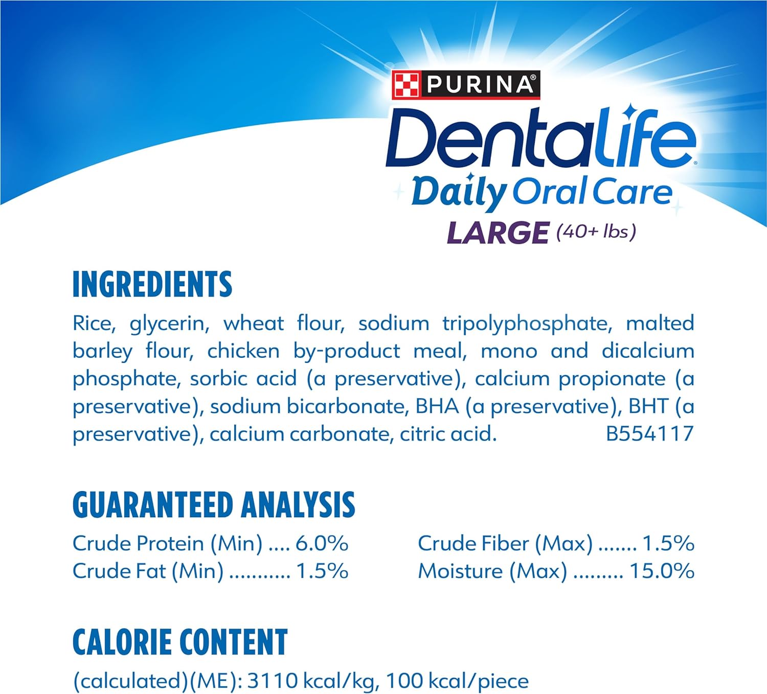 Purina DentaLife Made in USA Facilities Large Dog Dental Chews, Daily - 18 Count (Pack of 1) : Pet Supplies