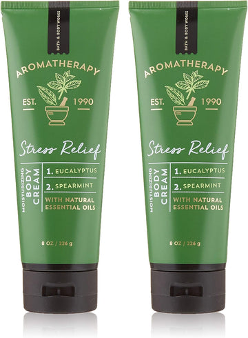 Bath & Body Works Aromatherapy Stress Relief Eucalyptus Spearmint Body Cream 8.0 Oz, 226G (2 Pack) By Bath & Body Works