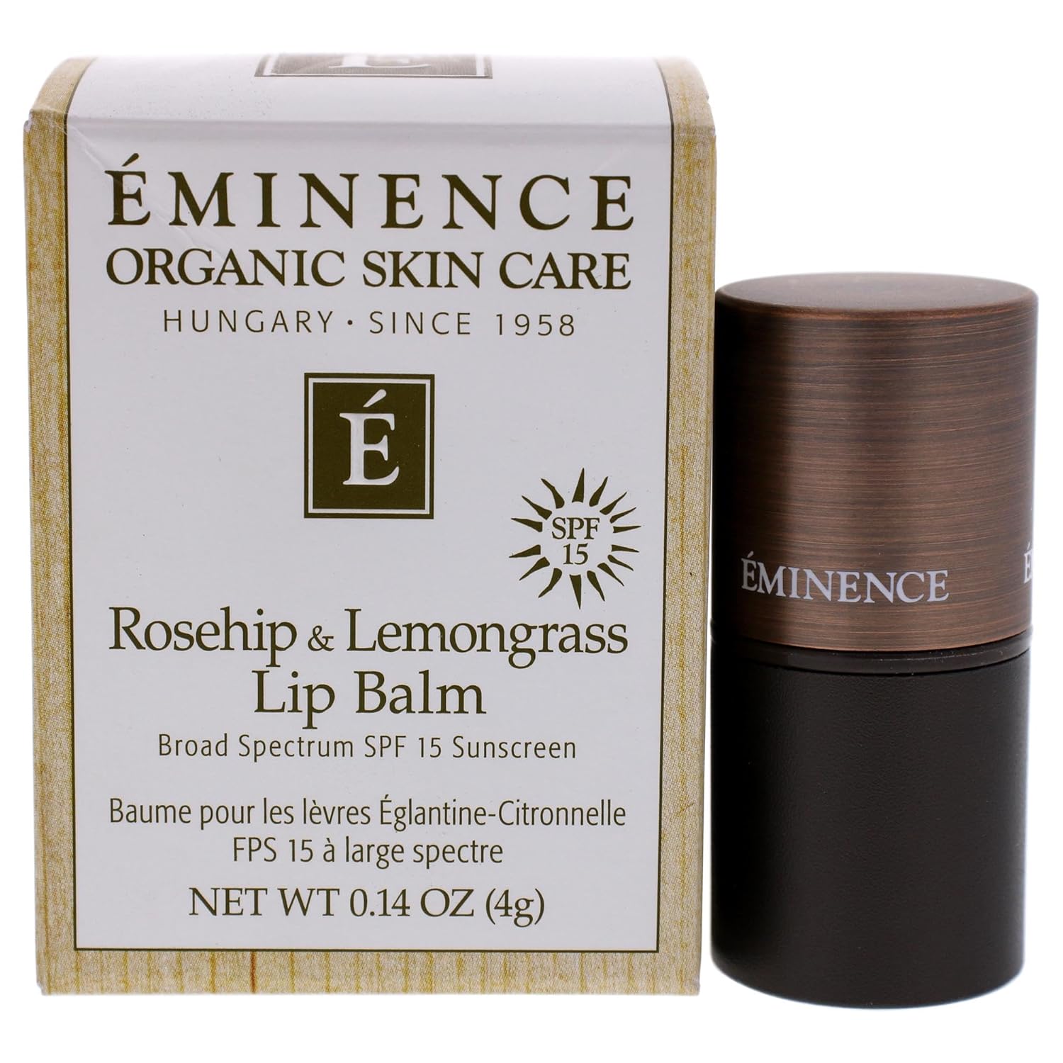 Eminence Organic Skincare Rosehip & Lemongrass Lip Balm Spf 15, 0.14 Oz, 24 Count : Beauty & Personal Care