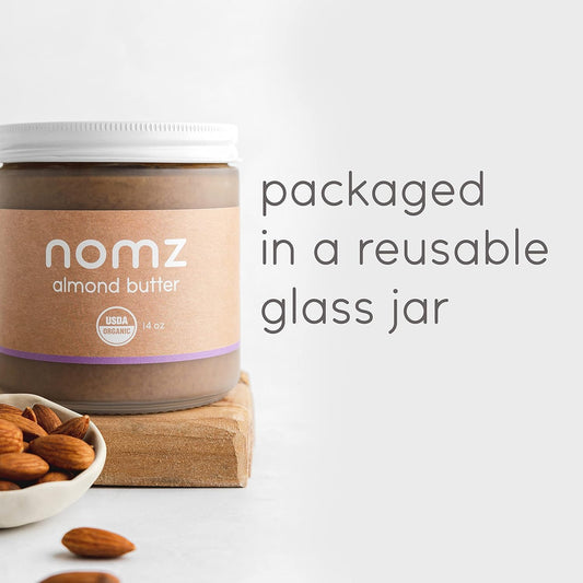 Nomz Almond Nut Butter, One-Ingredient, Clean, Organic, Vegan, Paleo, Smooth & Creamy, Nutrient-Rich, 1 Glass Jar, 400G