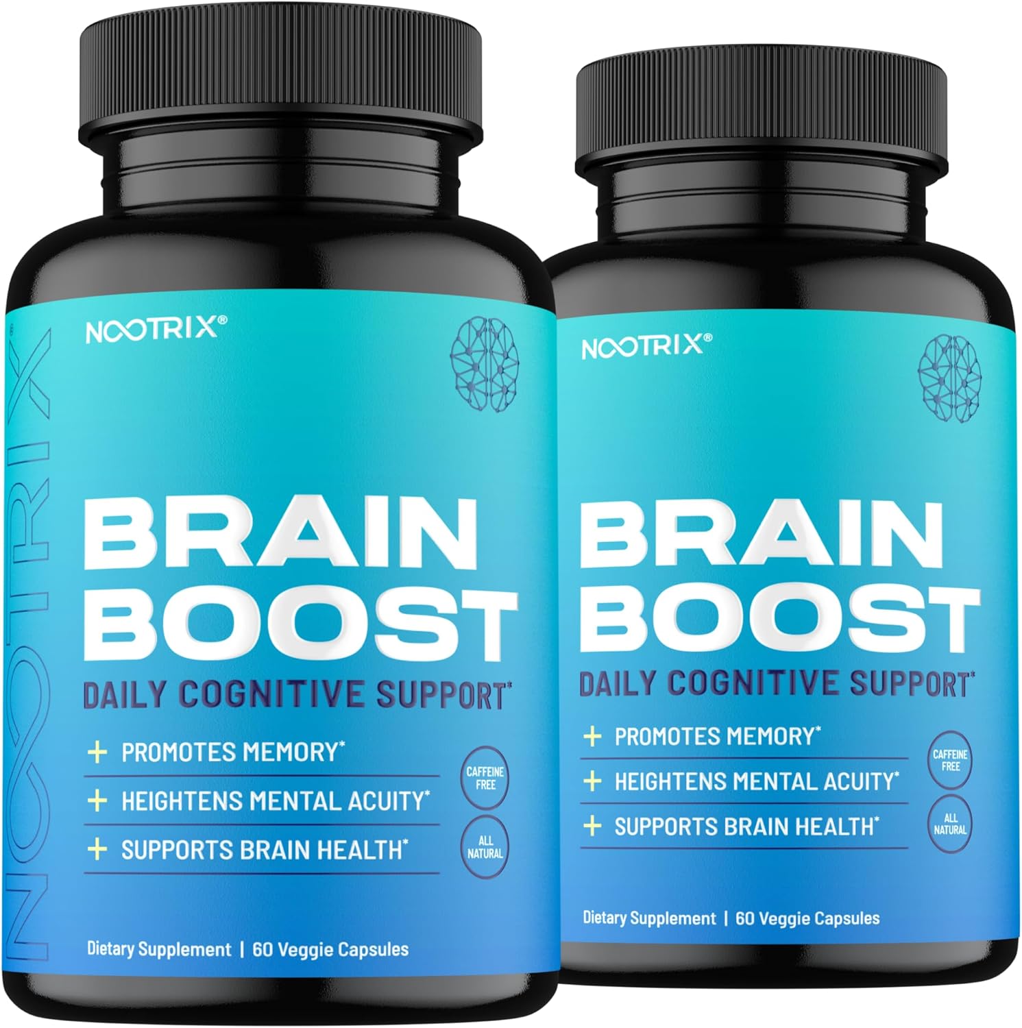 Brain Boost Nootropic Supplement | Supports Memory, Mental Focus, Cognitive Health & Energy | Caffeine-Free, Promotes Healthy Mood & Brain Function W/Gingko Biloba & Dmae | 120 Capsules