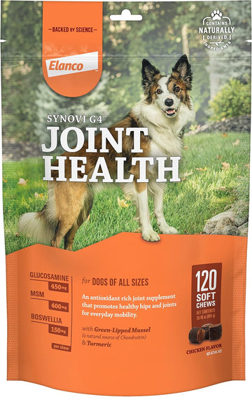 Synovi G4 Dog Joint Supplement Chews, 120-Count, For Dogs Of All Ages, Sizes And Breeds