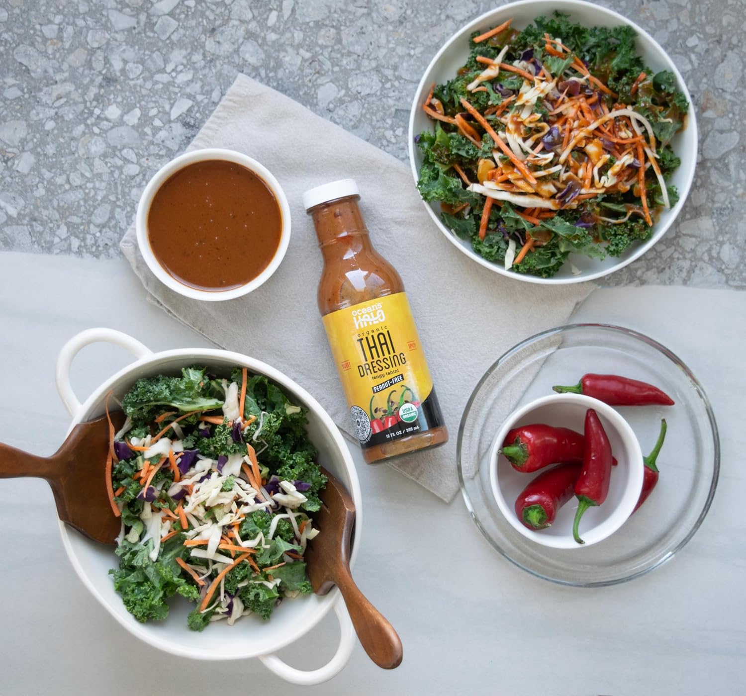 Ocean'S Halo Organic Thai Dressing, Tangy Tahini, 12 Fl Oz, Peanut-Free : Grocery & Gourmet Food
