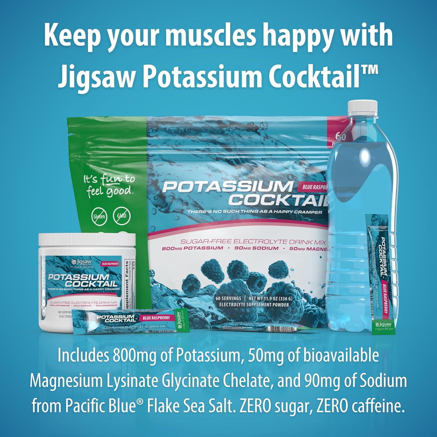 Jigsaw Health Potassium Cocktail | Formerly Pickleball Cocktail | Orange Flavor | 60 Servings (Jar) : Health & Household