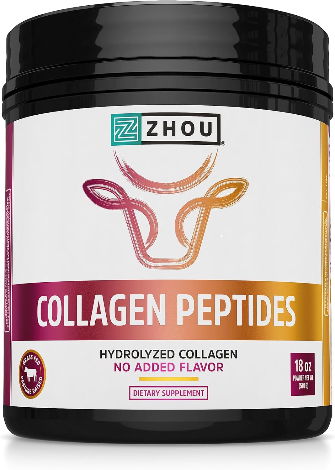 Zhou Collagen Peptides Hydrolyzed Protein Powder – Grass Fed, Pasture Raised, Unflavored, Hormone-Free, Non-Gmo,18 Ounce