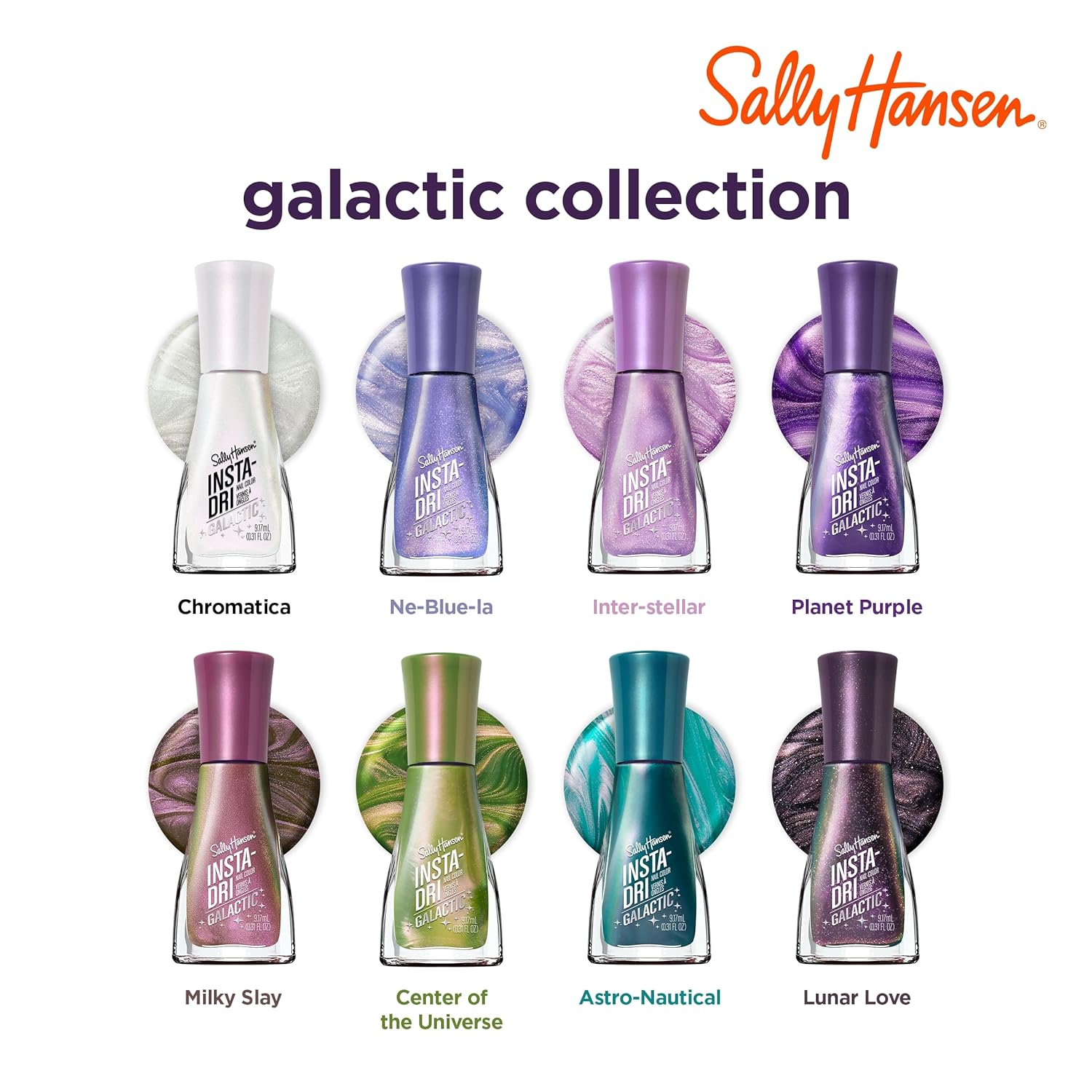 Sally Hansen Insta-Dri® Galactic, Astro-Nautical, Quick Dry, Long Lasting, Streak-Free Shine, Metallic Blue Nail Polish : Beauty & Personal Care