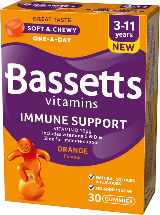Bassetts Vitamins 3-11 Orange Flavour Immune Support 30 Gummies