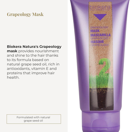 Salerm - Nourishing Hair Mask - Grapeology Biokera Natura Mask - 200 Ml - For White Or Bleached Hair - Grape Seed Oil - Nourishes And Hydrates Hair - Helps Mantain Color Brightness