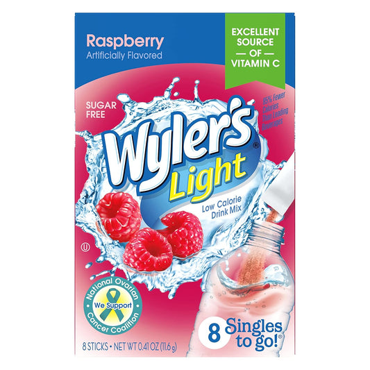 Wyler'S Light Singles To Go Drink Mix, Raspberry, 6 Pack (48 Drink Sticks Total)