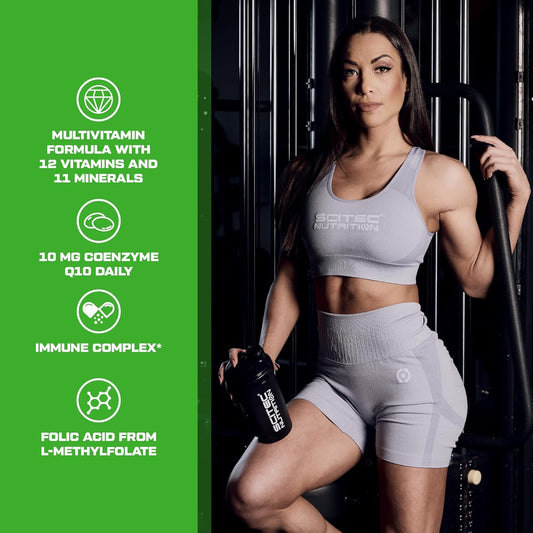 Scitec Nutrition Euro Vita-Mins, High-Potency Multivitamin & Mineral Formula With Vitamin C, B2, Zinc, Selenium & Coq10, Boosts Immunity, Energy & Vital, 120 Tablets