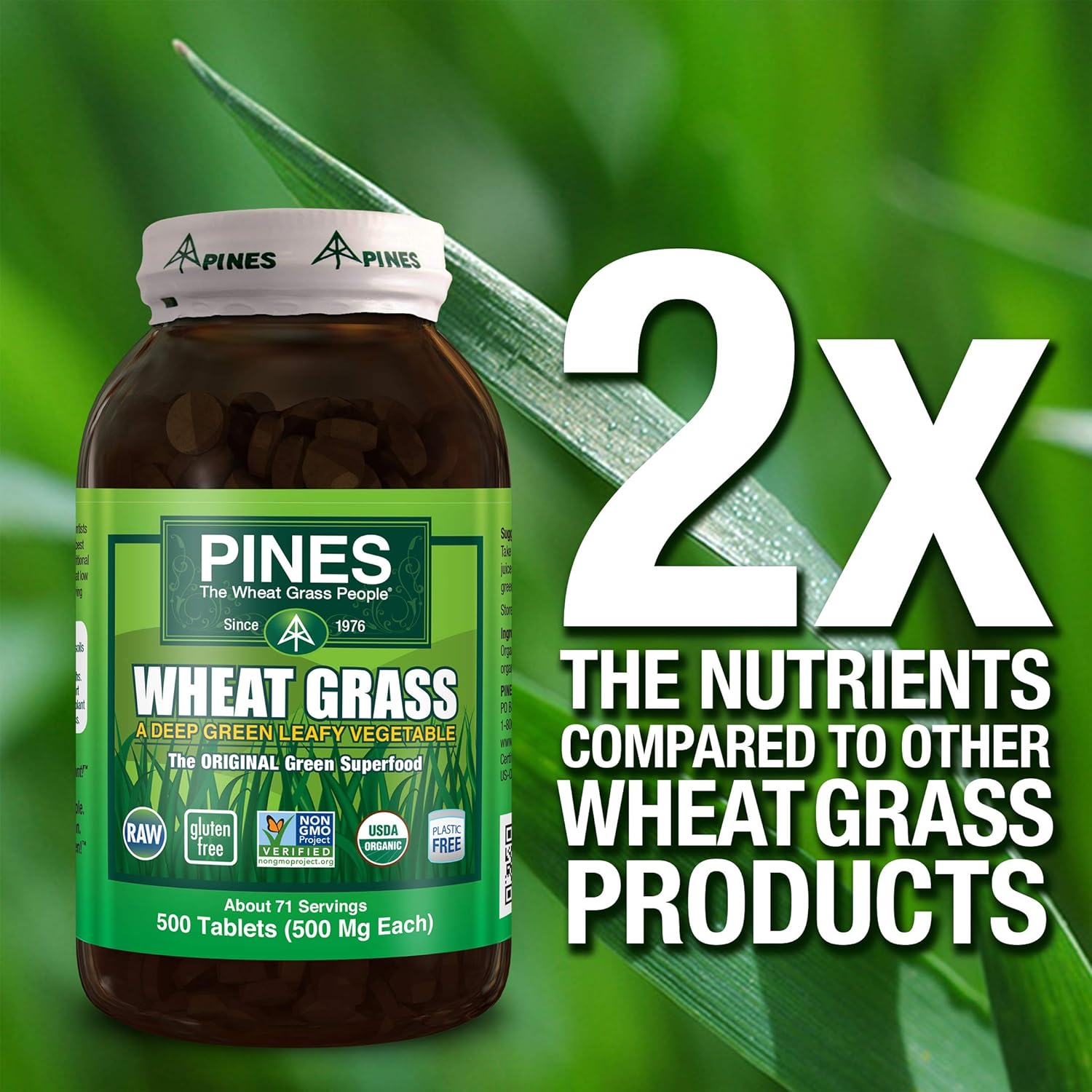 Pines Organic Wheat Grass, 500 Count Tablets : Grocery & Gourmet Food