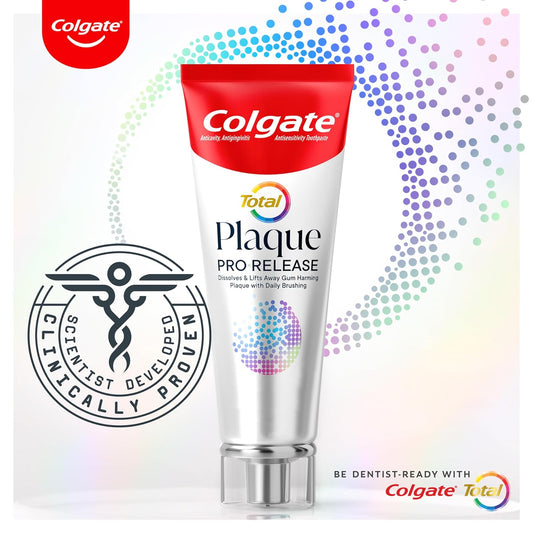 Colgate Total Plaque Pro Release Whitening Toothpaste, Whitening Anticavity Toothpaste, Helps Reduce Plaque And Whitens Teeth, 1 Pack, 3.0 Oz Tube