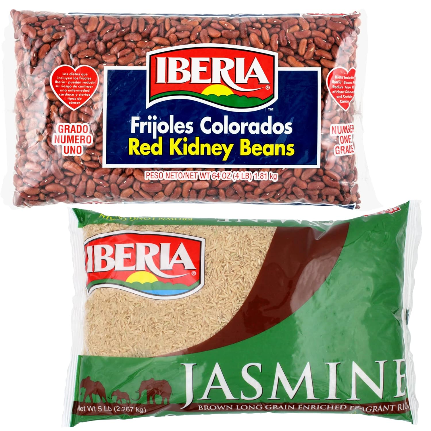 Iberia Red Kidney Beans, 4lb. and Iberia Brown Jasmine Rice, 5lb. : Grocery & Gourmet Food