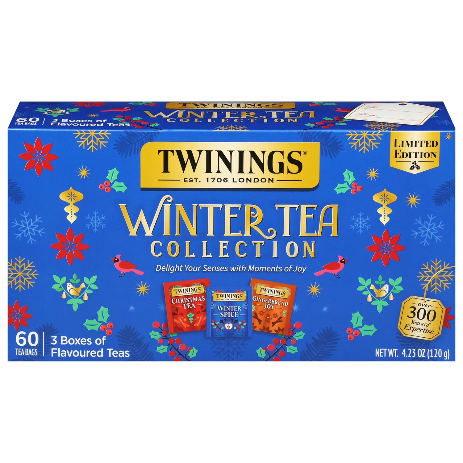 Twinings Winter Tea Collection, Limited Edition Holiday Gift Box, 20 Count (Pack Of 3), Includes Christmas Tea, Winter Spice, And Gingerbread Joy, Enjoy Hot Or Iced