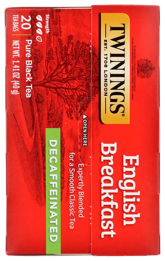 Twinings English Breakfast Tea, Decaffeinated, Tea Bags, 20 Ct