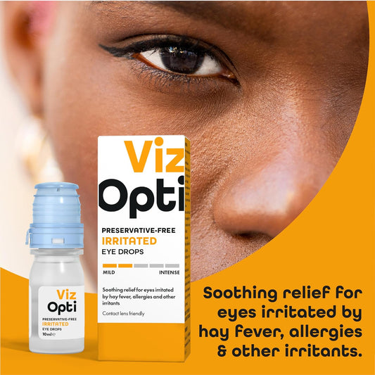 Vizopti Irritated Eye Drops Preservative-Free – Instant Relief For Allergies, Dryness & Irritation | Soothing & Cooling With Natural Plant Extracts | Contact Lens Friendly & Compact Bottle – 10Ml