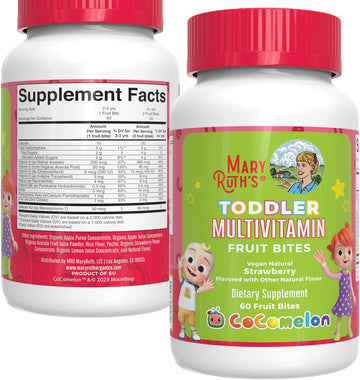 Maryruth'S Cocomelon Multivitamin Fruit Bites | Multivitamin For Kids | Vitamin A, Vitamin C, Vitamin D, Vitamin E For Toddlesr Ages 2+ Years | Immune Support | Vegan | Gluten Free | 60 Count