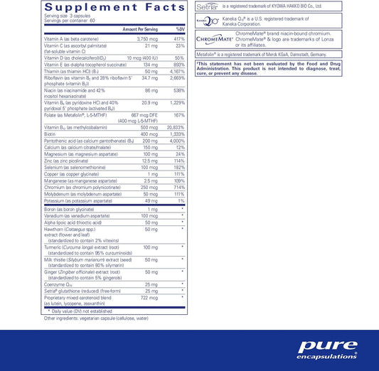 Pure Encapsulations Ultranutrient - Minerals & Multivitamins - Supports Liver & Heart Health* - Supplement For Antioxidants - With Vitamin C, Coq10 & More - Gluten Free - 180 Capsules