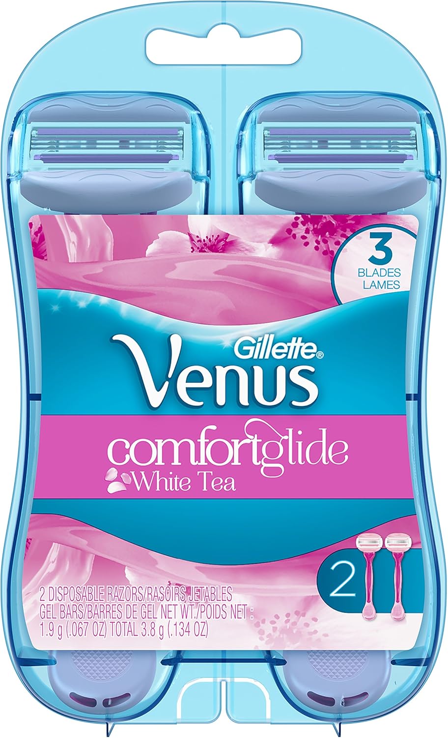 Gillette Venus Comfortglide White Tea Scented Women'S Disposable Razor, 2 Count