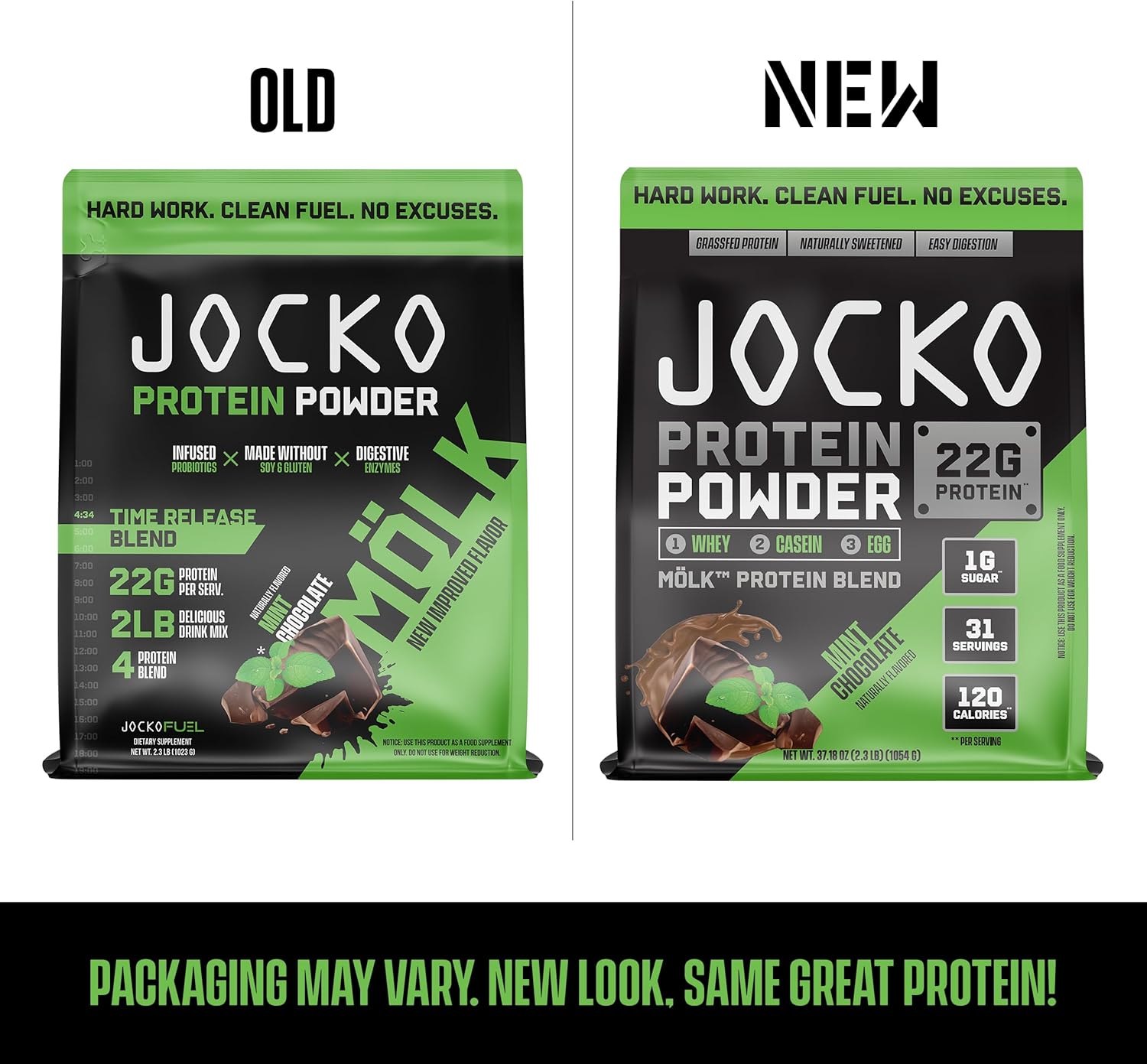 Jocko Mölk Whey Protein Powder 22g Sugar Free Monk Fruit Blend - Muscle Recovery & Growth, Packaging May Vary (31 Servings, Mint Chocolate) : Health & Household