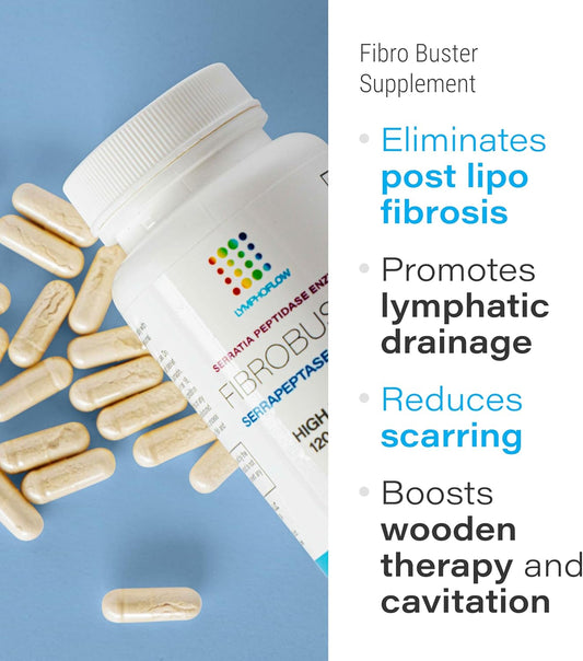 Bruizex Fibrobuster Serrapeptase Proteolytic Enzymes 120,000 Spu I Fibrosis Care, Scar & Keloid Removal Supplement After 360 Lipo, Bbl, Liposuction, Tummy Tuck I Recovery & Immune Support I 60 Caps