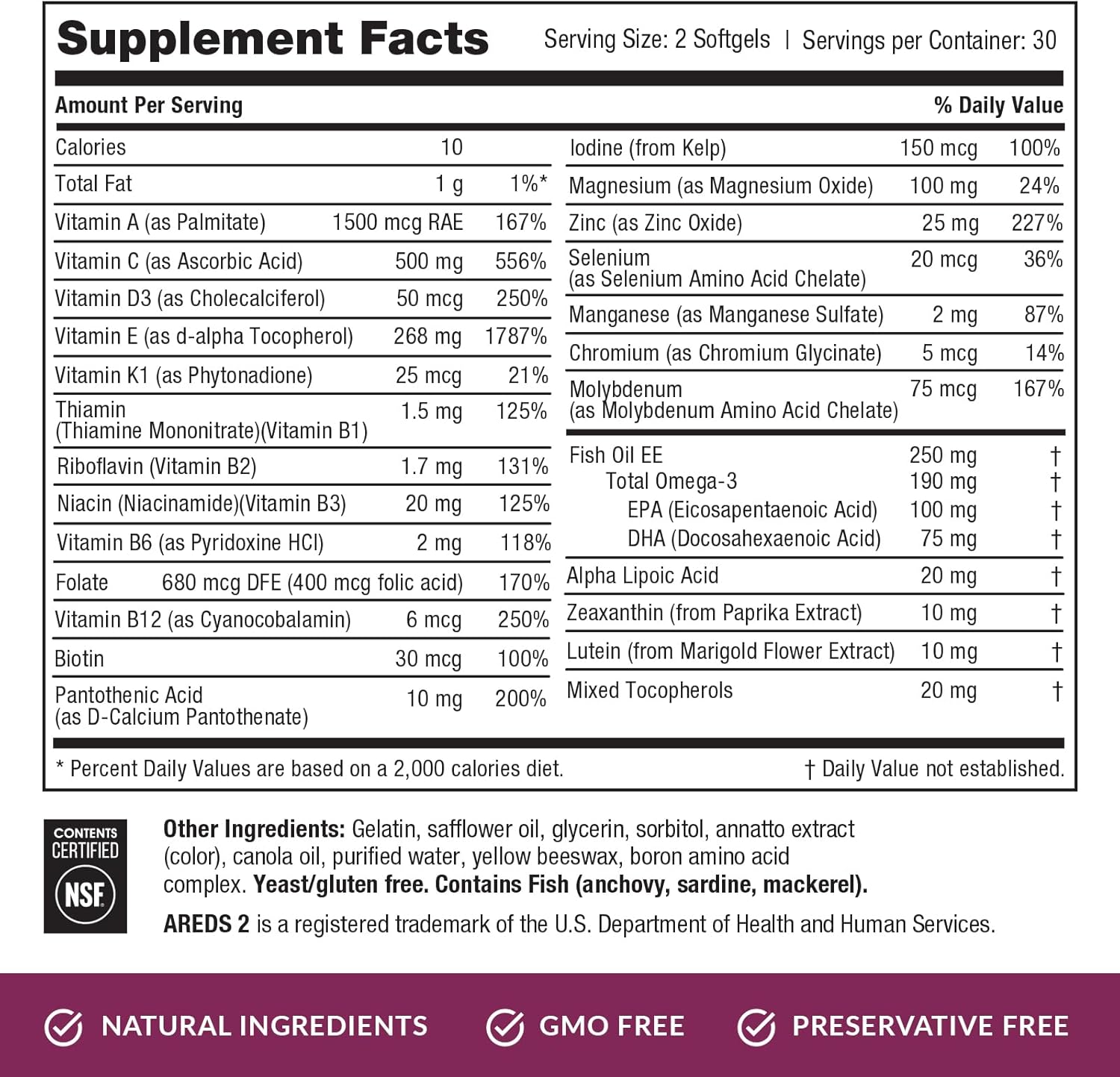 Eyepromise Macular Health Complete | 2 Softgel Multi-Vitamins With Eyecare Support | Heart, Brain, Hair, Skin And Overall Health | Updated Format Now With 2 Softgels For Increased Absorption
