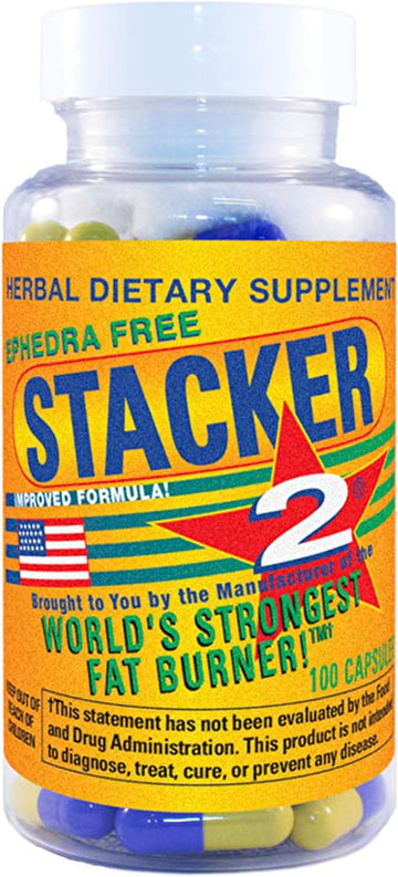 Stacker 2 Fat Burner Capsules, Ephedra Free, 100-Count Bottle