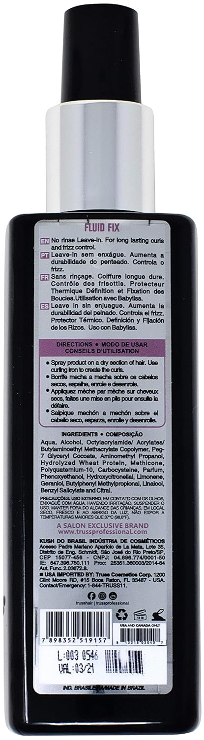 Truss Fluid Fix - Long-Lasting Curl And Defining Hold - Leave-In Heat Protectant Styling Spray For Hair - Provides Definition And Volume At The Roots For Curls