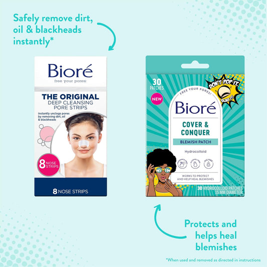 Bioré Pimple Patches, Cover & Conquer Blemish Patch, Medical Grade Ultra-Thin Hydrocolloid For Covering Zits And Blemishes, Hsa/Fsa Approved, 30 Count