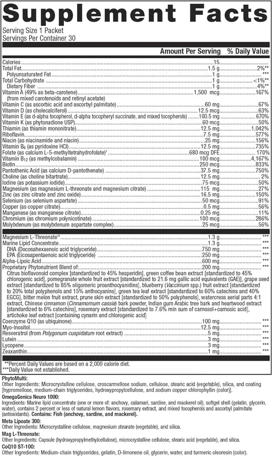 Metagenics Wellness Essentials Brain Health - Comprehensive Support For Cognitive Function And Brain Health* - 30 Daily Packets