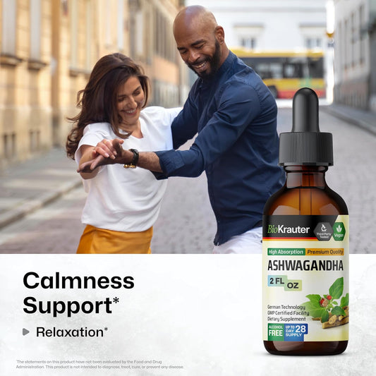Bio Krauter Ashwagandha Drops - Ashwagandha Supplements For Calmness - Withania Somnifera Liquid Extract - Vegan Mood Support - 2 Fl.Oz