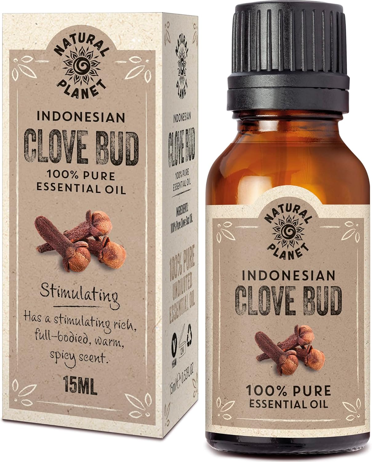 Natural Planet Clove Bud Essential Oil 15Ml Natural 100% Pure & Undiluted Therapeutic Grade Cruelty Free