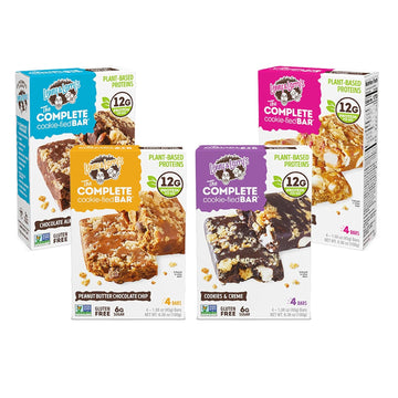 Lenny & Larry's Cookie-fied 16-Bar, Variety Pack 4 Flavors of Plant-Based Protein Bars Vegan Non-GMO, 45 g. Cookies & Creme, Peanut Butter Choc Chip, Strawberry, Sea Salt Chocolate Almond