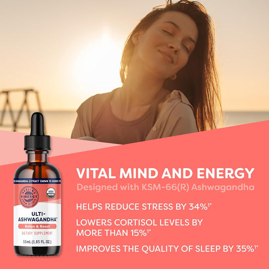 Vimergy Ulti-Ashwagandha™ – Fast-Absorbing Stress Support – Thick, Potent Formula - Vegan, Gluten-Free – 27 Servings (2Ml - 48-54 Drops)