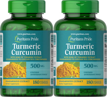 Puritan's Pride Turmeric Curcumin 500 Mg Contains Antioxidants, 180 Count (Pack of 2), Total 360 Count : Health & Household