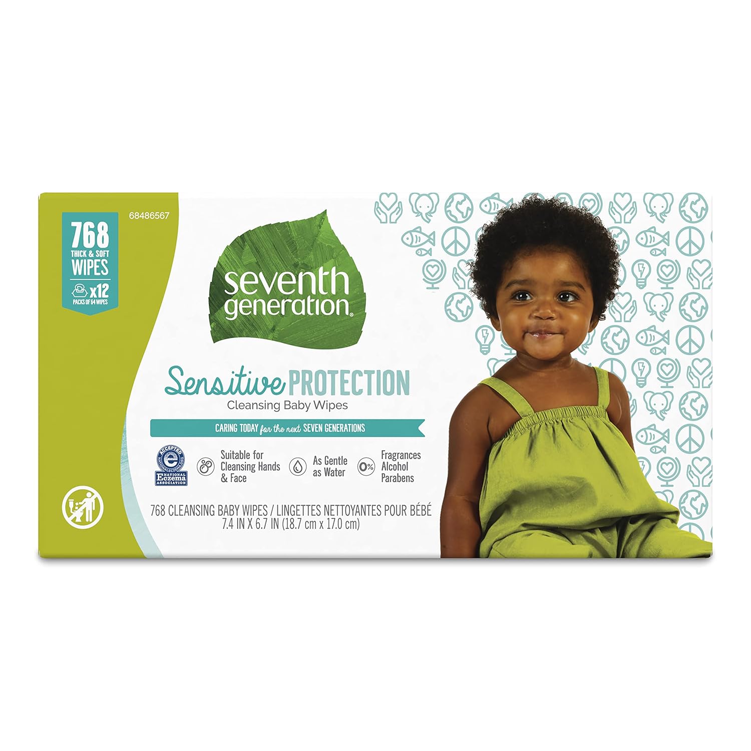 Seventh Generation Baby Wipes Sensitive Protection With Snap Seal Diaper Wipes 768 Count