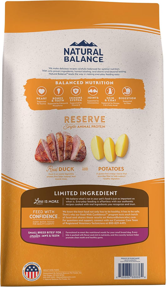 Natural Balance Limited Ingredient Small-Breed Adult Grain-Free Dry Dog Food, Reserve Duck & Potato Recipe, 12 Pound (Pack Of 1)
