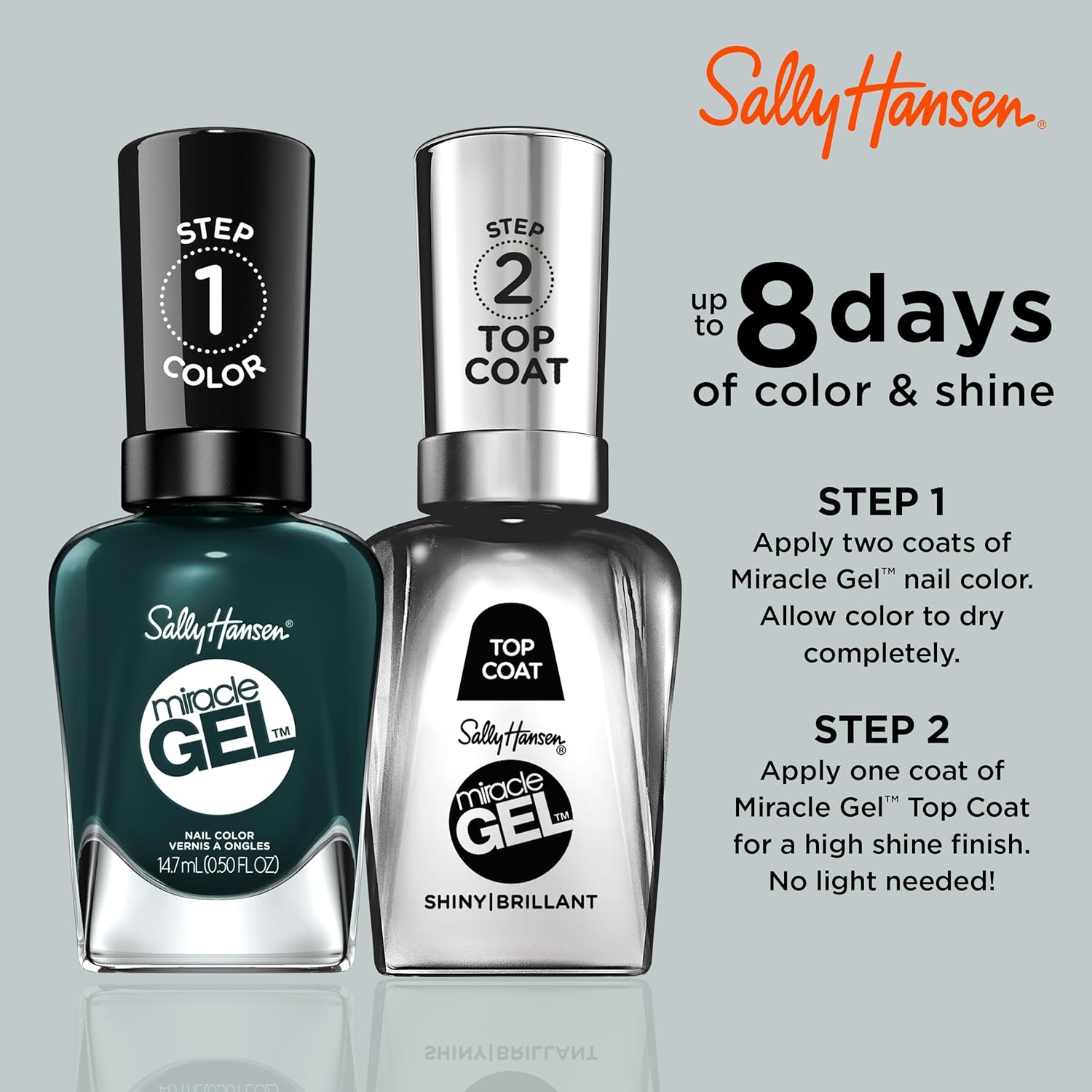 Sally Hansen Miracle Gel™, Jealous Boyfriend, Long Lasting, Gel-Like Formula, No UV Lamp Needed, Green Nail Polish : Beauty & Personal Care