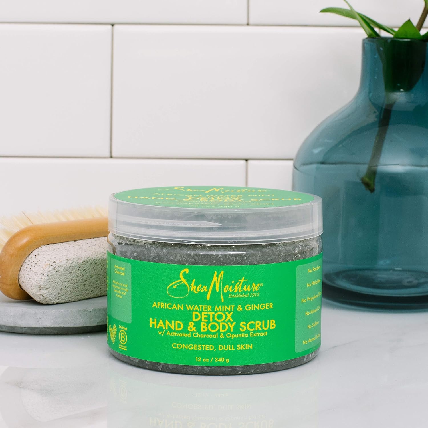 SheaMoisture African Wild Water Mint Detox & Stimulate Hand & Body Scrub, 12 Ounce (Pack of 1) : Beauty & Personal Care