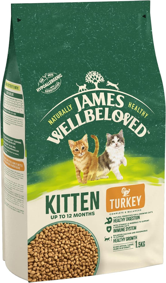 James Wellbeloved Junior Turkey 1.5 kg Bag, Hypoallergenic Kitten Dry Cat Food?03JW2