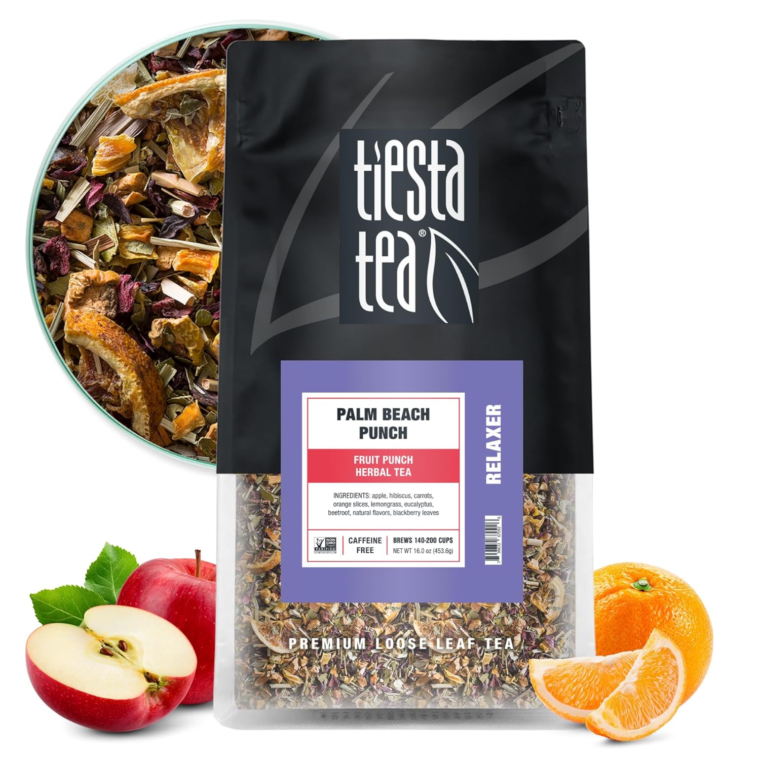 Tiesta Tea - Palm Beach Punch, Fruit Punch Herbal Tea, Premium Loose Leaf Tea Blend, Non-Caffeinated, 200 Cups - 16 Ounce Resealable Bulk Pouch